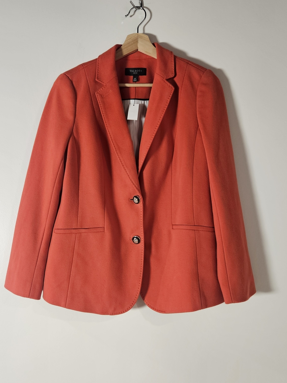 Talbots Women's Coral Orange Red Tailored Blazer Jacket Petite 10P NWT